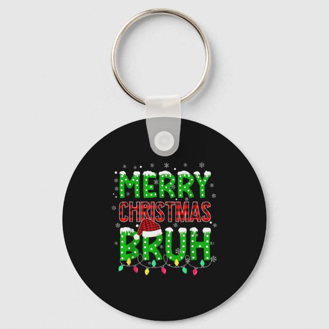 Bruh Christmas Red Plaid Teens Boys Kids Xmas Paja Schlüsselanhänger (Vorderseite)