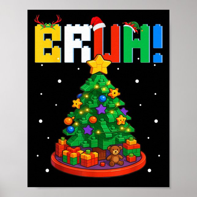 Bruh Christmas Tree Master Builder Gebäude Blocks Poster (Vorne)