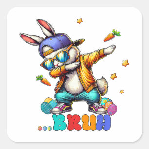 Bruh Dab Hase Ostern Lustig Quadratischer Aufkleber