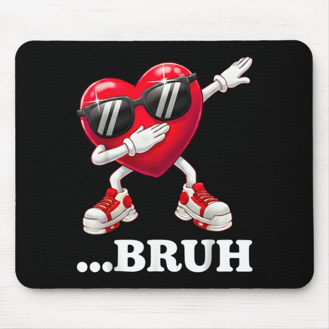 Bruh Dabbing Herz Lustig Kinder Jungen Männer Vale Mousepad (Vorne)