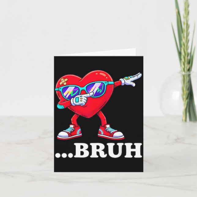 Bruh Dabbing Herz Lustige Kinder Jungen Männer Val Karte (Vorderseite)