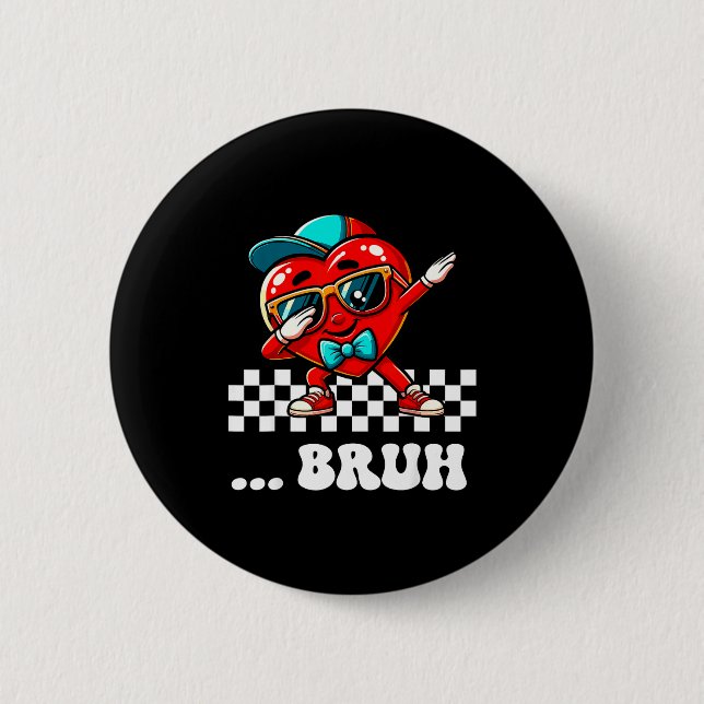 Bruh Dabbing Herz Meme Lustiger Spruch Bro Kinder  Button (Vorderseite)
