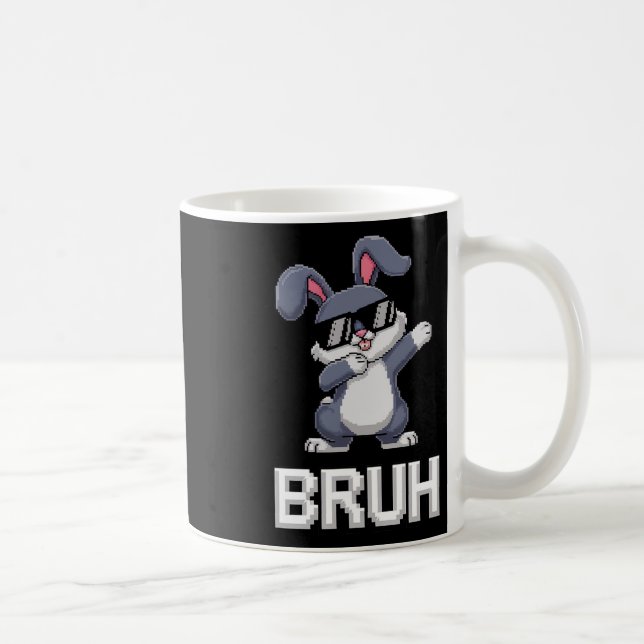 Bruh Dabbing Rabbit Bunny Happy Easter Day Egg Boy Kaffeetasse (Rechts)
