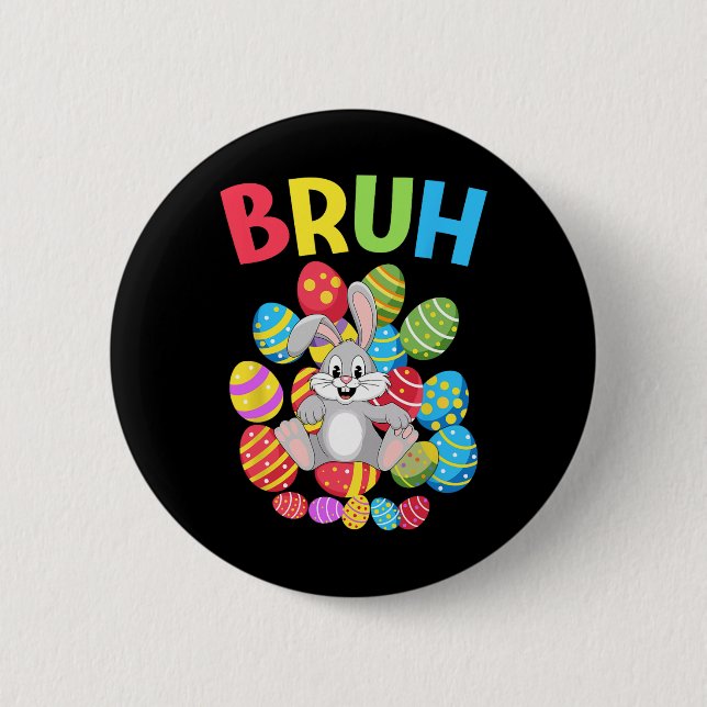 Bruh Dabbing Rabbit Bunny Happy Oaster Day Egg Boy Button (Vorderseite)