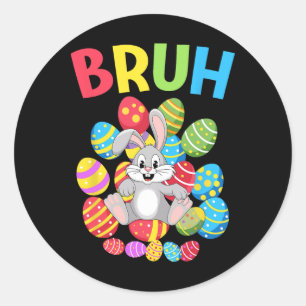 Bruh Dabbing Rabbit Bunny Happy Oaster Day Egg Boy Runder Aufkleber