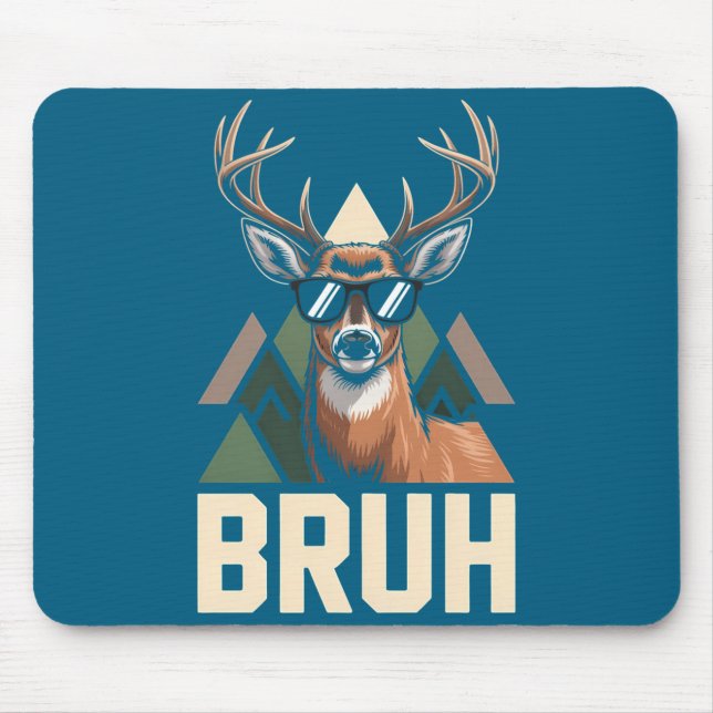 Bruh Deer Funny Deer Hunting Camo Hat Youth Kids S Mousepad (Vorne)
