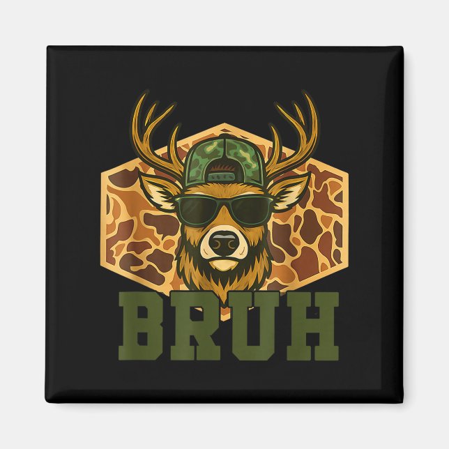 Bruh Deer Funny Deer Hunting Camo Hat Youth Teens  Magnet (Vorne)