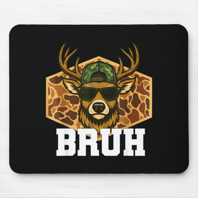 Bruh Deer Funny Deer Hunting Camo Hat Youth Teens  Mousepad (Vorne)