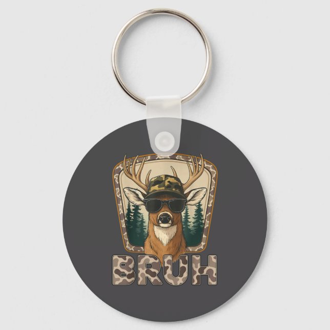 Bruh Deer Hunter Funny Deer Hunting Camo Men Teens Schlüsselanhänger (Vorderseite)
