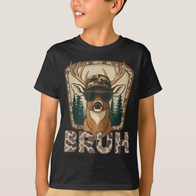 Bruh Deer Hunter Funny Deer Hunting Camo Men Teens T-Shirt (Vorderseite)