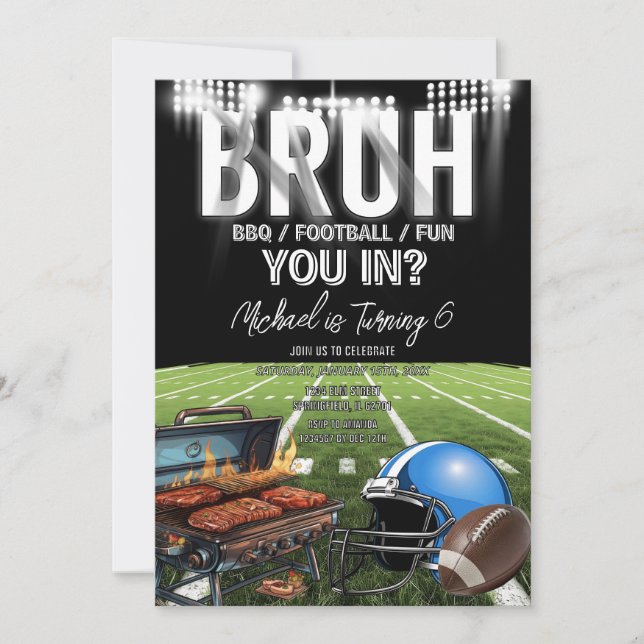 Bruh dich rein? GRILLEN Football Game Time Kid's G Einladung (Vorderseite)