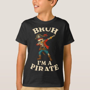 Bruh Ein Pirat Dabbing Schädel Faules Halloween-Ko T-Shirt