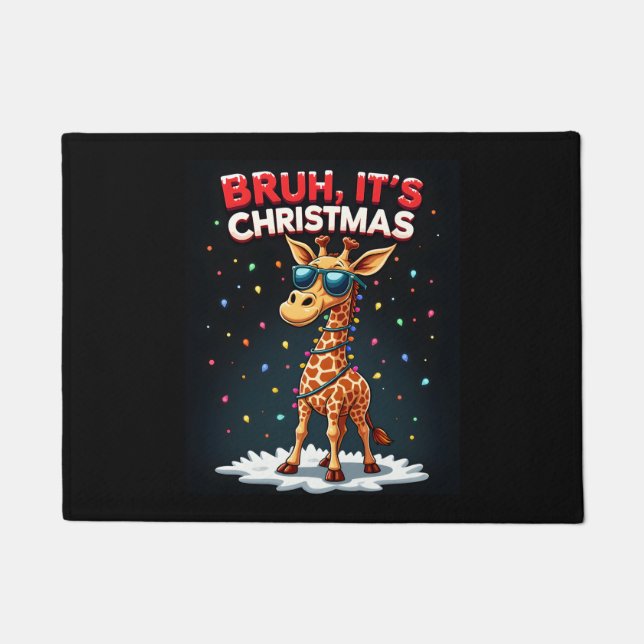 Bruh Es ist Weihnachten Giraffe Funny Dabbing Long Fußmatte (Vorderseite)