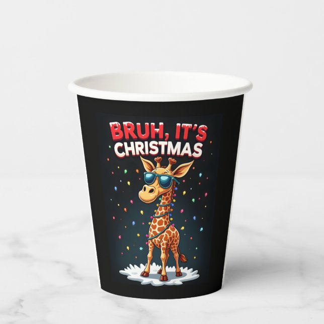 Bruh Es ist Weihnachten Giraffe Funny Dabbing Long Pappbecher (Vorderseite)