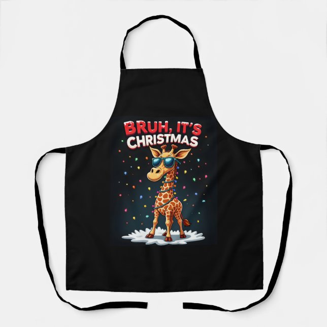 Bruh Es ist Weihnachten Giraffe Funny Dabbing Long Schürze (Vorderseite)