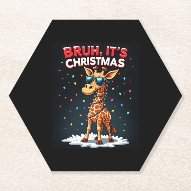 Bruh Es ist Weihnachten Giraffe Funny Dabbing Long Untersetzer (Vorderseite)