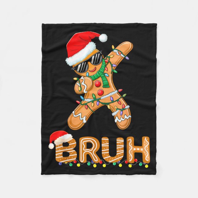 Bruh Funny Christmas Gingerbread Man Teens Boys Ki Fleecedecke (Vorderseite)