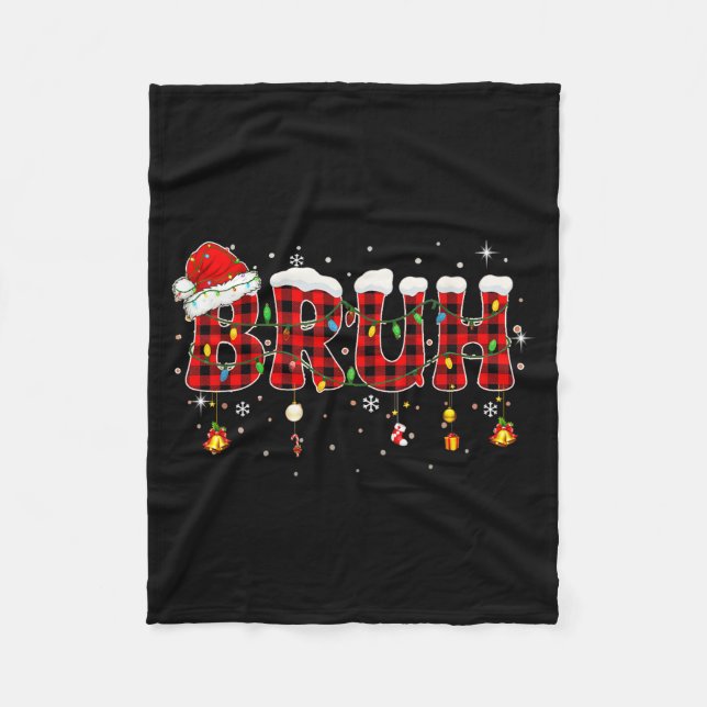 Bruh Funny Christmas Plaid Teens Boys Kids Xmas Pa Fleecedecke (Vorderseite)