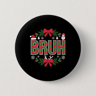 Bruh Funny Christmas Red Kariert Teens Boys Kids X Button