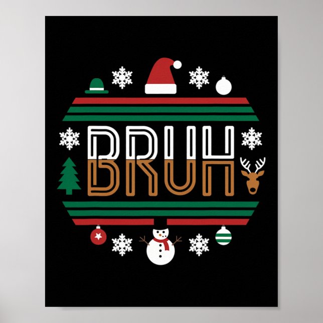 Bruh Funny Christmas Red Kariert Teens Boys Kids X Poster (Vorne)