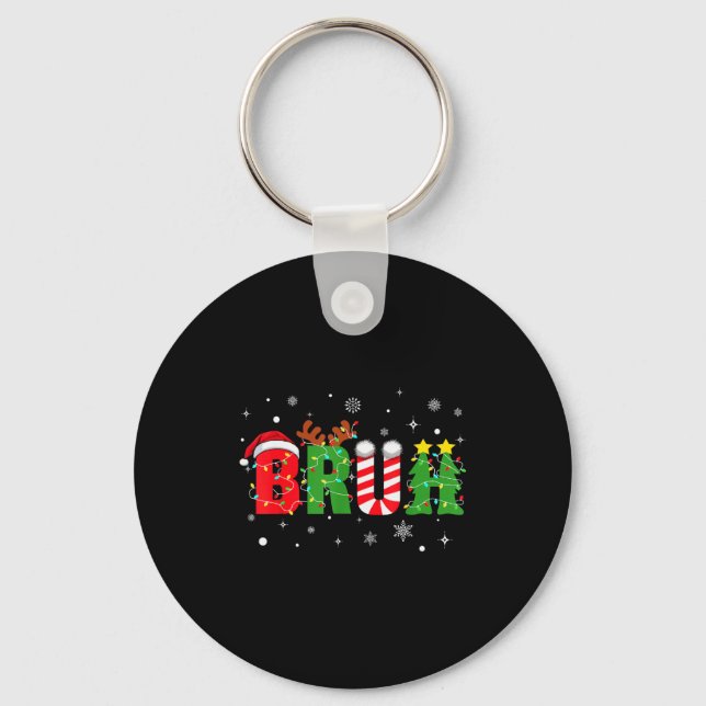 Bruh Funny Christmas Red Plaid Teens Boys Kids Xma Schlüsselanhänger (Vorderseite)