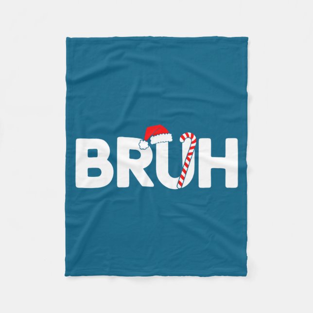 Bruh Funny Christmas Santa Hat Teens Boys Kids Xma Fleecedecke (Vorderseite)