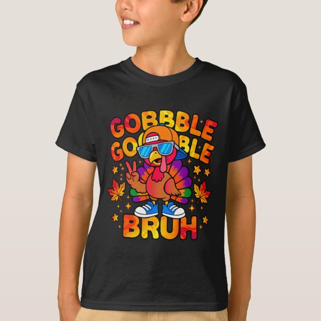 Bruh Funny Thanksgiving Turkey Gobble Outfit Boys  T-Shirt (Vorderseite)
