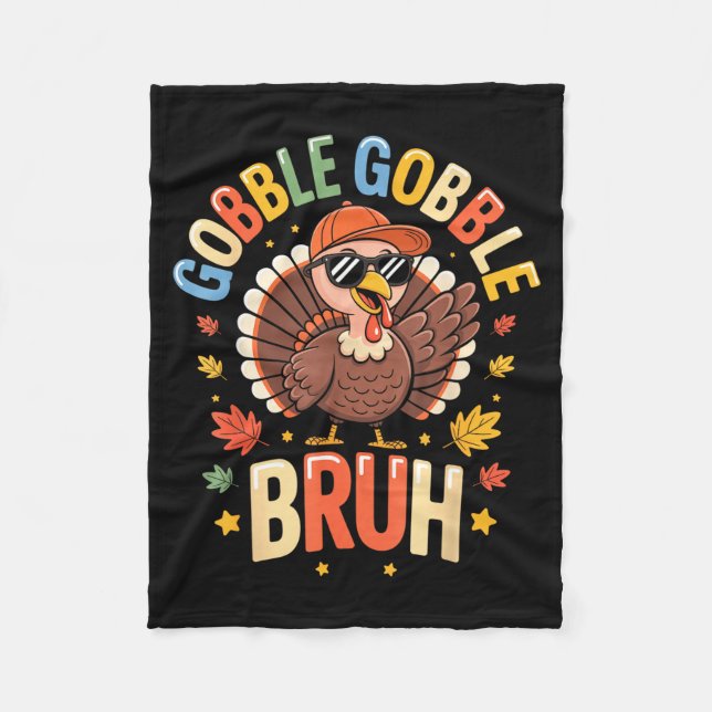 Bruh Funny Thanksgiving Turkey Gobble Shirt Boys G Fleecedecke (Vorderseite)