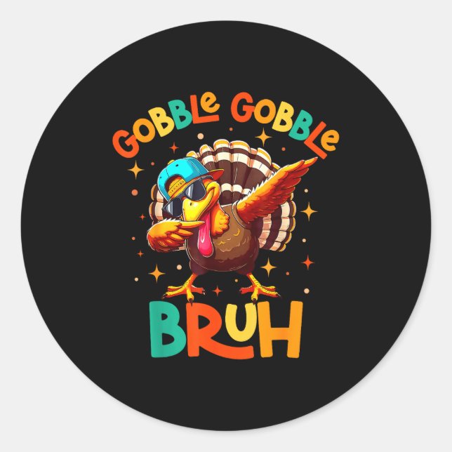 Bruh Funny Thanksgiving Turkey Gobble Shirt Boys G Runder Aufkleber (Vorderseite)