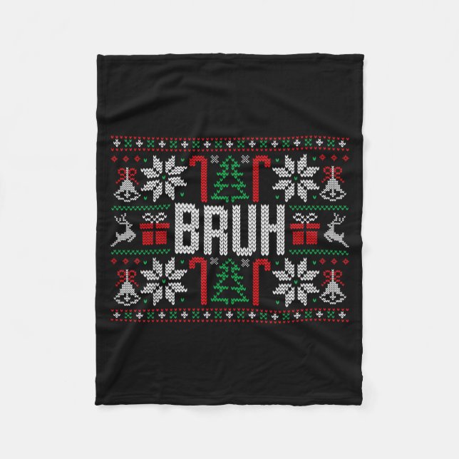 Bruh Funny Ugly Christmas Teens Boys Kids Xmas Paj Fleecedecke (Vorderseite)