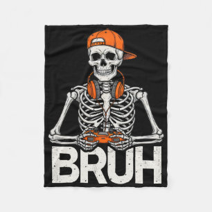 Bruh Gamer Skelett Halloween Videospiel Controller Fleecedecke