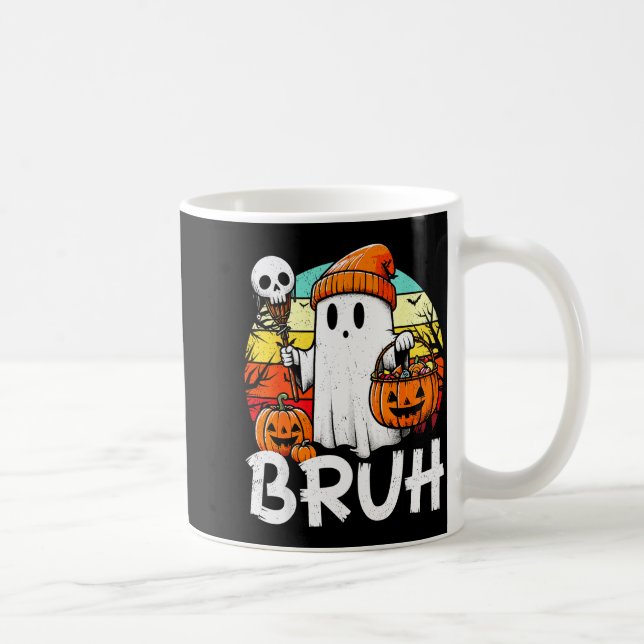 Bruh Ghost Funny Halloween Boo Soky Halloween Bruh Kaffeetasse (Rechts)