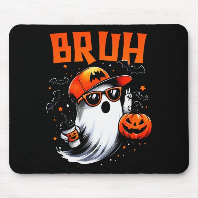 Bruh Ghost Halloween Cute Ghost Trick Or Treat Can Mousepad (Vorne)