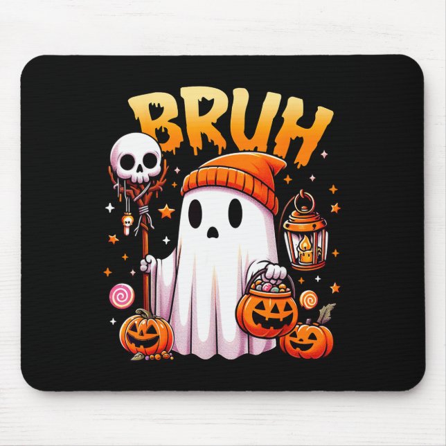 Bruh Ghost Halloween Cute Ghost Trick Or Treat Can Mousepad (Vorne)