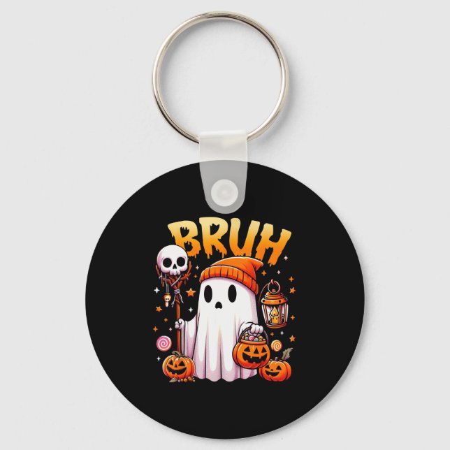 Bruh Ghost Halloween Cute Ghost Trick Or Treat Can Schlüsselanhänger (Vorderseite)