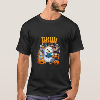 Bruh Ghost Halloween Niedlich Ghost Book Lovers T-Shirt