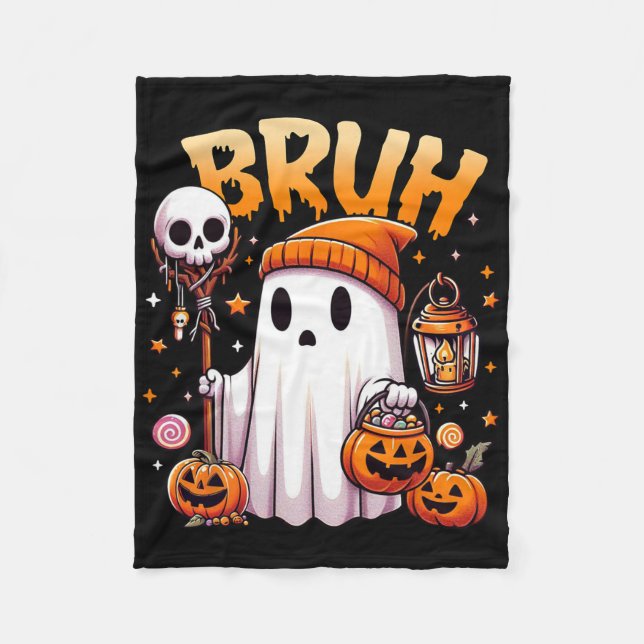 Bruh Ghost Halloween Niedlich Ghost Trick oder Tre Fleecedecke (Vorderseite)