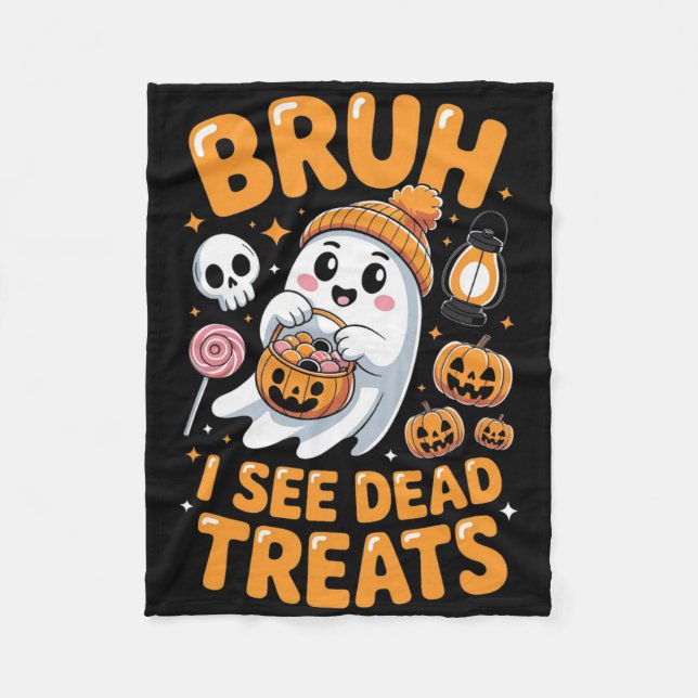 Bruh Ghost Halloween Niedlich Ghost Trick oder Tre Fleecedecke (Vorderseite)