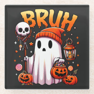 Bruh Ghost Halloween Niedlich Ghost Trick oder Tre Glasuntersetzer