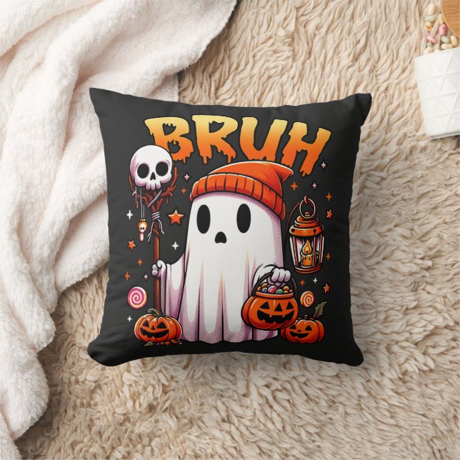 Bruh Ghost Halloween Niedlich Ghost Trick oder Tre Kissen (Decke)