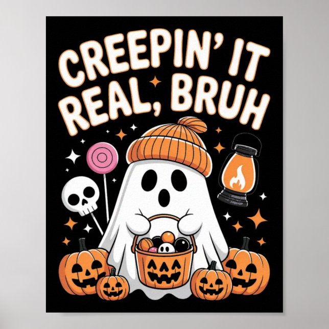 Bruh Ghost Halloween Niedlich Ghost Trick oder Tre Poster (Vorne)