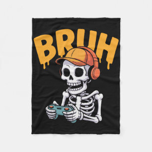 Bruh Halloween Jungen Kinder Gamer Männer Skelett  Fleecedecke