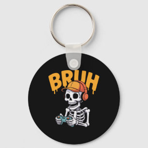 Bruh Halloween Jungen Kinder Gamer Männer Skelett Schlüsselanhänger
