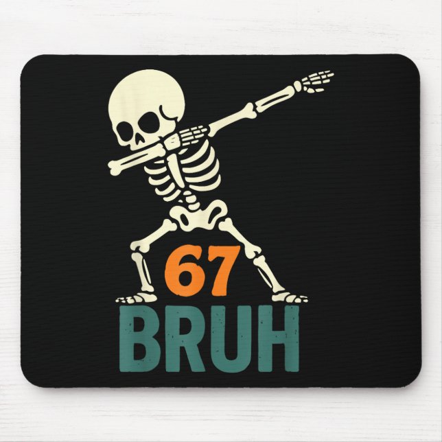 Bruh Halloween Meme Numbers Six Seven Skeleton Fun Mousepad (Vorne)
