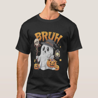 Bruh Halloween Niedlich Ghost Trick oder Treat Can T-Shirt