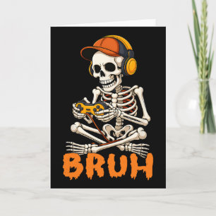 Bruh Halloween-Skelett-Gamer-Video-Gaming-Jungen M Karte