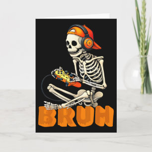 Bruh Halloween-Skelett-Gamer-Video-Gaming-Jungen M Karte