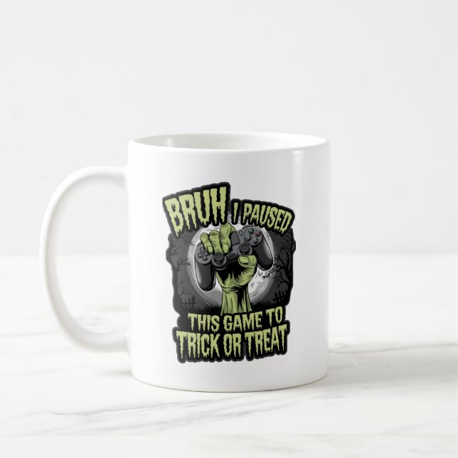 Bruh I hat dieses Spiel zum Trick oder Treat Funny Kaffeetasse (Links)