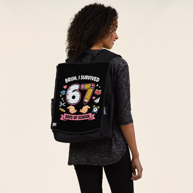 Bruh I survived 67 days of school Rucksack (Ausgewaschen)