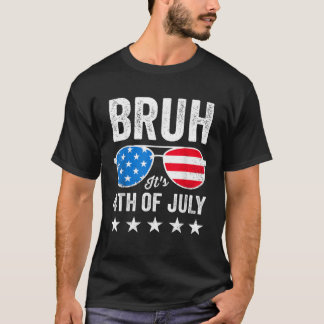 Bruh It's 4th July Funny Retro Patriotic Boys T-Shirt